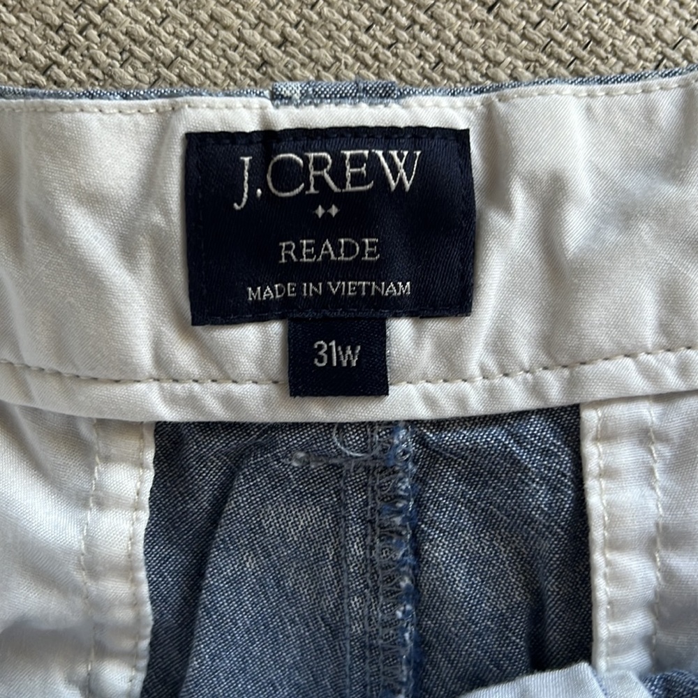 J Crew chambray fish / whale print blue shorts 31 x 6” inseam - Picture 3 of 4